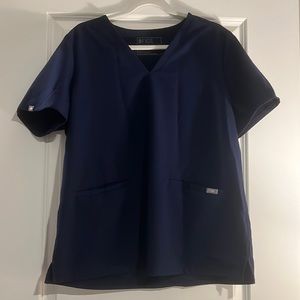 Two Figs Casma three pocket scrub tops, size XL, Navy